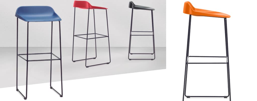 H Poli 70 hmob for office Banqueta alta com assento e encosto disposto em monobloco