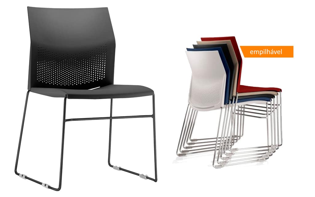 hmob for office h Poli 30 Estrutura trapézio fabricada em maciço cilíndrico de aço carbono, com acabamento em pintura eletrostática à pó de cor preta