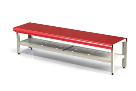 Banco - assento em aço e prateleira - dim. (mm) 360(H) x 1560(L) x 368(P)